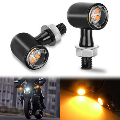 Picture of Nilight Motorcycle LED Turn Signals Front Indicator Light Yellow Beam Mini Size Blinkers Compatible with Harley Honda Kawasaki Suzuki Triumph Yamaha Cruiser