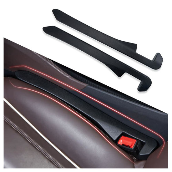 Picture of IHOTDER 2PCS Car Seat Gap Filler - Car Seat Gap Filler Organizer for Holding Phone,Key,Purse - Universal Car Gap Filler Fits Car Truck SUV Car Interior Accessories (Black/2PCS)…