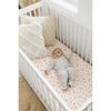 Picture of Konssy Muslin Crib Sheets 2 PCS 100% Cotton Baby Crib Sheets for Standard Crib Mattress (28"x 52"), Soft and Breathable for Boys, Girls (Pink Sun,Khaki Leaf)