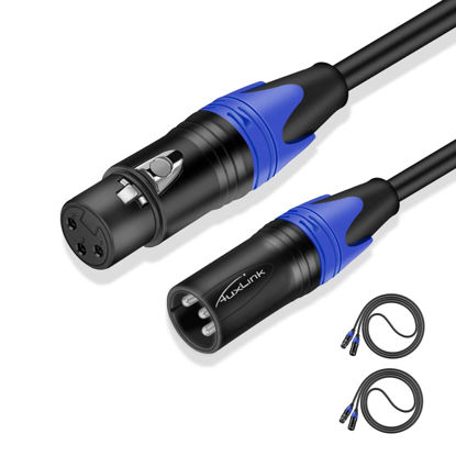 Picture of AuxLink XLR Cable 6ft 2 Pack, XLR Microphone Cable Male to Female, Balanced XLR Cable Suitable for Preambles, Speaker Systems, Radio Station and More