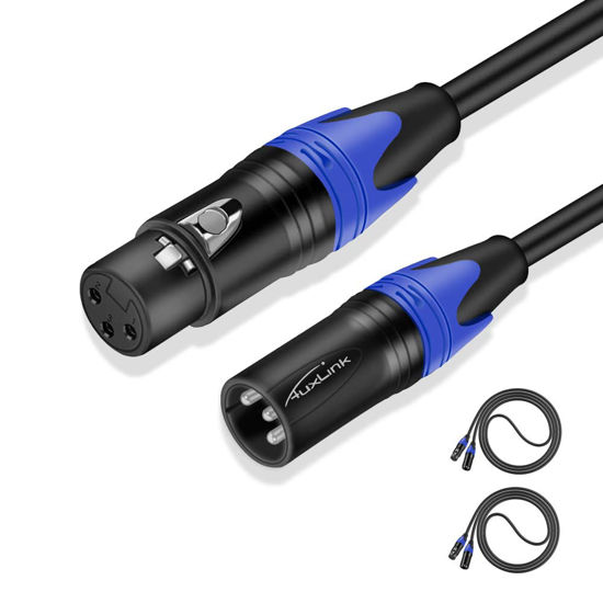 Picture of AuxLink XLR Cable 6ft 2 Pack, XLR Microphone Cable Male to Female, Balanced XLR Cable Suitable for Preambles, Speaker Systems, Radio Station and More