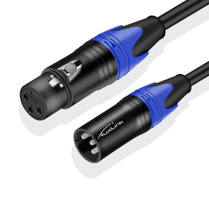 Picture of AuxLink XLR Cables 15Ft, Microphone Cable, XLR Male to Female Mic Cable 3 Pin for Speaker Systems, Radio Station, and More - 1 Pack