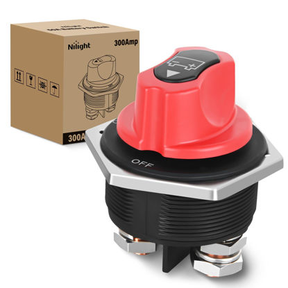 Picture of Nilight Battery Disconnect Switch 300A Master Disconnect Isolator 12V-48V On Off Power Cutoff Switch Waterproof Heavy Duty for Marine Boat Car RV ATV UTV Yacht, 2 Years Warranty
