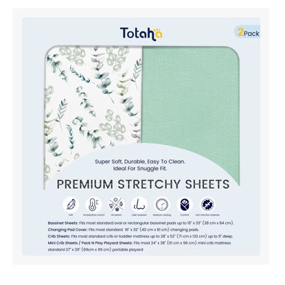 Picture of TotAha Green Changing Pad Cover, Ultra Soft Boho Diaper Changing Table Covers for Girls Boys, Botanical Leaf Changing Pad Sheets Neutral, Comfy and Breathable, 5'' Deep Pocket