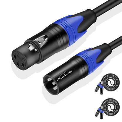 Picture of AuxLink XLR Cable, XLR Microphone Cable Male to Female 25ft 2 Pack, Balanced XLR Speaker Cable Suitable for Microphones, Preambles, Speaker Systems, Radio Station and More