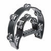 Picture of Half Moon Musical Tambourine Double Row Metal Jingles Hand Held Percussion Drum Multicolor for KTV Party with Ergonomic Handle Grip (Black)