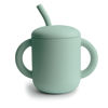 Picture of mushie 100% Silicone Training Cup & Straw for Toddlers | 6 Months+ (Cambridge Blue)