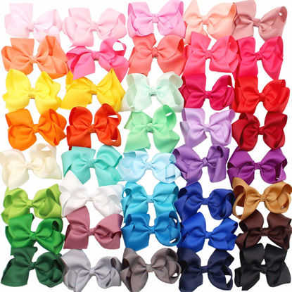 Picture of JOYOYO 40Pcs 4.5" Hair Bows Alligator Clips Grosgrain Ribbon Big Bows Clips For Girls Toddlers Kids Children