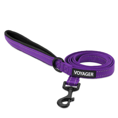 Picture of Voyager Reflective Dog Leash with Neoprene Handle, 5ft Long, Supports Small, Medium, and Large Breed Puppies, Cute and Heavy Duty for Walking, Running, and Training - Purple (Leash), S