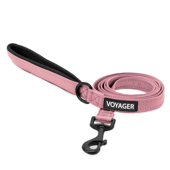 Picture of Voyager Reflective Dog Leash with Neoprene Handle, 6ft Long, Supports Small, Medium, and Large Breed Puppies, Cute and Heavy Duty for Walking, Running, and Training - Pink, L