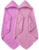 Picture of Spotted Play 2 Pack Hooded Baby Towels - 100% Muslin Cotton for Newborns, Infants, Toddlers - Large 32x32 Inch Size - Highly Absorbent and Essential for Newborn Care, Deep Sakura