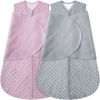 Picture of BSTOPPT Fleece Newborn Sleep Sack Baby Swaddle,3-Way Adjustable Wearable Blanket,2 Pack Fleece Swaddling Sleeping Bag TOG 2.0， (Gray & Pink, 0-3 Months)