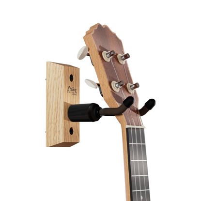 Picture of String Swing Ukulele Wall Mount Stand for Mandolin Uke Concert Pineapple Soprano Tenor and Baritone Compatible Case Alternative Kit for Home or Studio - Oak Hardwood