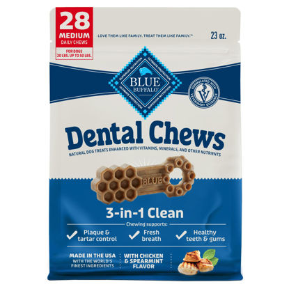 Picture of Blue Buffalo Dental Chews Medium Natural Dog Treats, Chicken & Spearmint 23-oz Bag (28 Count)
