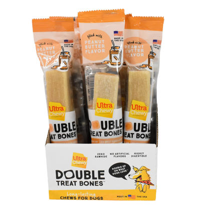 Picture of Ultra Chewy Peanut Butter Double Treat Bones: Long-Lasting Dog Treats Made in USA for Large and Small Breeds, Highly Digestible, Ideal for Aggressive Chewers (24 Count)