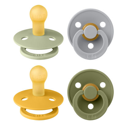 Picture of BIBS Pacifiers - Colour 4 Pack | Round Nipple Baby Pacifier | BPA Free Natural Rubber Latex Soother | Made in Denmark | Size 0-6 Months | Garden Colors