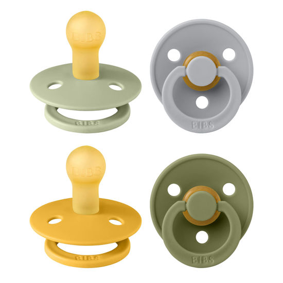Picture of BIBS Pacifiers - Colour 4 Pack | Round Nipple Baby Pacifier | BPA Free Natural Rubber Latex Soother | Made in Denmark | Size 0-6 Months | Garden Colors