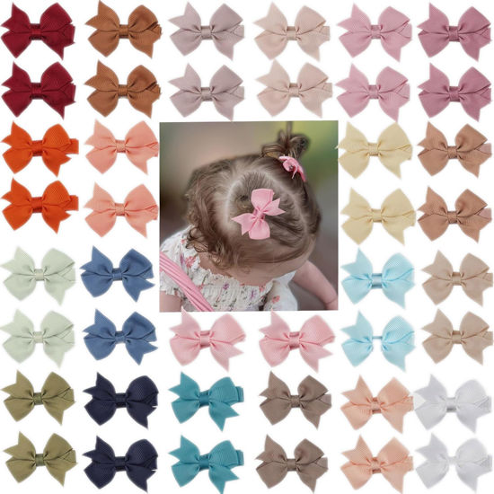 Picture of CLLOT Hair Bows, 42PCS 2" Fully Lined Bows Clips for Girls, Alligator Hair Clips for Girls Toddlers Baby Kids