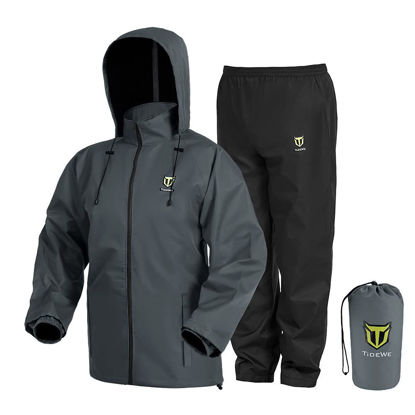 Picture of TIDEWE Rain Suit, Waterproof Breathable Lightweight Rainwear (Gray Size XL)