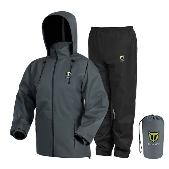 Picture of TIDEWE Rain Suit, Waterproof Breathable Lightweight Rainwear (Gray Size XL)