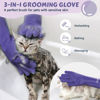 Picture of Pecute Pet Grooming Gloves, Large, Heat Resistant, Silicone Bathing and Massaging Gloves with High-Density Teeth and Enhanced Five Finger Design for Dogs and Cats, Purple