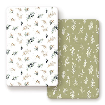Picture of Pack n Play Sheets Fitted 2 Pack, Stretchy Ultra Soft Jersey Knit Pack and Play Sheets, Universal Fitted Portable/Mini Crib Mattresses Snug and Safe, Oliver Flora for Boy and Girl