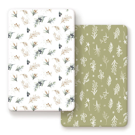 Picture of Pack n Play Sheets Fitted 2 Pack, Stretchy Ultra Soft Jersey Knit Pack and Play Sheets, Universal Fitted Portable/Mini Crib Mattresses Snug and Safe, Oliver Flora for Boy and Girl