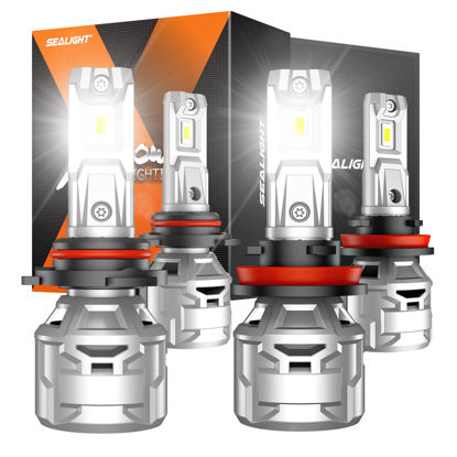 Picture of SEALIGHT H11/H8/H9 9005/HB3 Light Bulbs Combo, 6500K Diamond White Super Bright X5 Light Bulbs Plug and Play, Fog Bulbs - Pack of 4