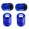Picture of Tire Valve Stem Caps - 4 Pack Anti-Corrosion Premium Anodized Alloy Tyre Air Valve Caps Cat Dog Paw for Car SUV Bike Blue