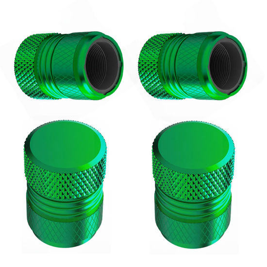 Picture of Tire Valve Stem Caps - 4 Pack Anti-Corrosion Premium Anodized Alloy Tyre Air Valve Caps Universal for Car SUV Bike Green