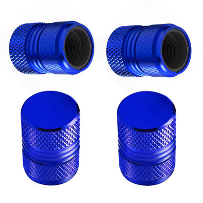 Picture of Tire Valve Stem Caps - 4 Pack Anti-Corrosion Premium Anodized Alloy Tyre Air Valve Caps Universal for Car SUV Bike Blue