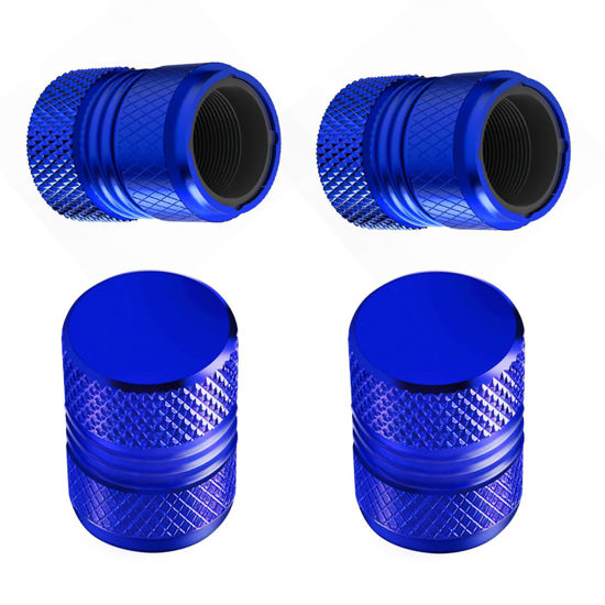Picture of Tire Valve Stem Caps - 4 Pack Anti-Corrosion Premium Anodized Alloy Tyre Air Valve Caps Universal for Car SUV Bike Blue