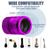 Picture of Tire Valve Stem Caps - 4 Pack Anti-Corrosion Premium Anodized Alloy Tyre Air Valve Caps American Flag for Car SUV Bike Purple