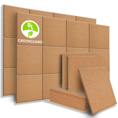 Picture of BUBOS 12 Pack Acoustic Panels Sound Proof Padding,12 X 12 X 0.4 Inches Sound Dampening Panels Bevled Edge Sound Panels, Used in Wall Decoration and Acoustic Treatment,Brown