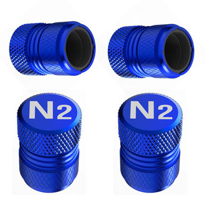 Picture of Tire Valve Stem Caps - 4 Pack Anti-Corrosion Premium Anodized Alloy Tyre Air Valve Caps N2 Nitrogen for Car SUV Bike Blue