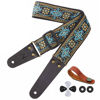 Picture of Nefelibata Guitar Strap, Embroidered Cotton Guitar Straps with Head Cowhide Leather Ends for Bass, Electric & Acoustic Guitars, Free Strap Button, 1 Pair Strap Locks and 4 Guitar Picks