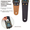 Picture of Nefelibata Guitar Strap, Embroidered Cotton Guitar Straps with Head Cowhide Leather Ends for Bass, Electric & Acoustic Guitars, Free Strap Button, 1 Pair Strap Locks and 4 Guitar Picks