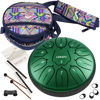 Picture of LEKATO Steel Tongue Drum With Bag, 6 Inch 11 Notes Steel Drum Beginner Hanpan Drum Percussion for Meditation Yoga Musical Education, Green