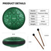 Picture of LEKATO Steel Tongue Drum With Bag, 6 Inch 11 Notes Steel Drum Beginner Hanpan Drum Percussion for Meditation Yoga Musical Education, Green