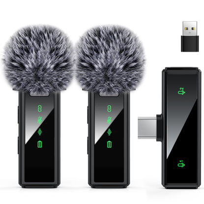 Picture of VEZQUA USB C Wireless Lavalier Microphone for Android, PC, Laptop, iPhone 15/16, USB Microphone with Noise Cancellation, Lapel Microphone Wireless for Video Recording, Vlog, YouTube, TikTok