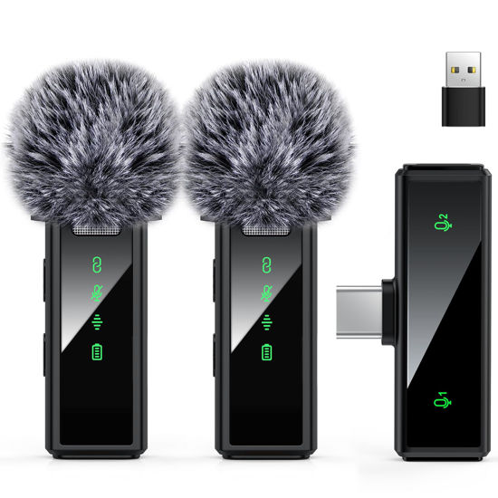 Picture of VEZQUA USB C Wireless Lavalier Microphone for Android, PC, Laptop, iPhone 15/16, USB Microphone with Noise Cancellation, Lapel Microphone Wireless for Video Recording, Vlog, YouTube, TikTok