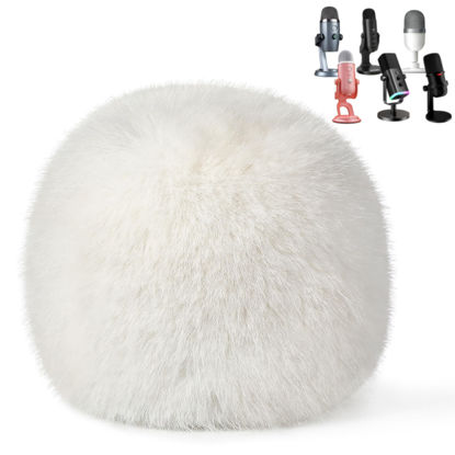 Picture of ZealSound Blue Yeti Pop Filter for Blue Yeti Microphone,Mic Foam Cover with Furry Windscreen Muff windshield for ZealSound K66/Yeti/Yeti X/Nano/Yeti Pro/AM8/SoloCast and More USB Mics (White)
