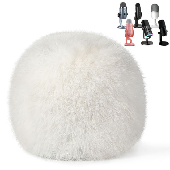 Picture of ZealSound Blue Yeti Pop Filter for Blue Yeti Microphone,Mic Foam Cover with Furry Windscreen Muff windshield for ZealSound K66/Yeti/Yeti X/Nano/Yeti Pro/AM8/SoloCast and More USB Mics (White)