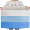 Picture of OIAHOMY 108L Super Large Blanket Basket, 25”x16”x16”(108L) Rectangle Woven Baskets for Storage, Cotton Rope Basket For Living Room, Toy Basket with Handle, Basket for Organizing- Gradient Light Blue