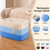 Picture of OIAHOMY 108L Super Large Blanket Basket, 25”x16”x16”(108L) Rectangle Woven Baskets for Storage, Cotton Rope Basket For Living Room, Toy Basket with Handle, Basket for Organizing- Gradient Light Blue