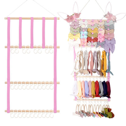 Picture of POVETIRE Headband Holder Hair Bows Organizer for Girls, Baby Headbands Hair Accessories Organizer Storage Wall Hanging Decor for Toddler Girls Room