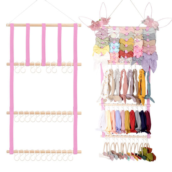 Picture of POVETIRE Headband Holder Hair Bows Organizer for Girls, Baby Headbands Hair Accessories Organizer Storage Wall Hanging Decor for Toddler Girls Room