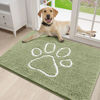 Picture of Smiry Dog Door Mat for Muddy Paws, Absorbent Dirt Trapper Non-Slip Washable Mat, Quick Dry Chenille, Mud Mat for Dogs, Entry Indoor Door Mat for Inside Floor (30x20 Inches, Sage Green)