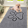 Picture of Smiry Dog Door Mat for Muddy Paws, Absorbent Dirt Trapper Non-Slip Washable Mat, Quick Dry Chenille, Mud Mat for Dogs, Entry Indoor Door Mat for Inside Floor (59x35 Inches, Grey)