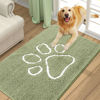 Picture of Smiry Dog Door Mat for Muddy Paws, Absorbent Dirt Trapper Non-Slip Washable Mat, Quick Dry Chenille, Mud Mat for Dogs, Entry Indoor Door Mat for Inside Floor (36x24 Inches, Sage Green)